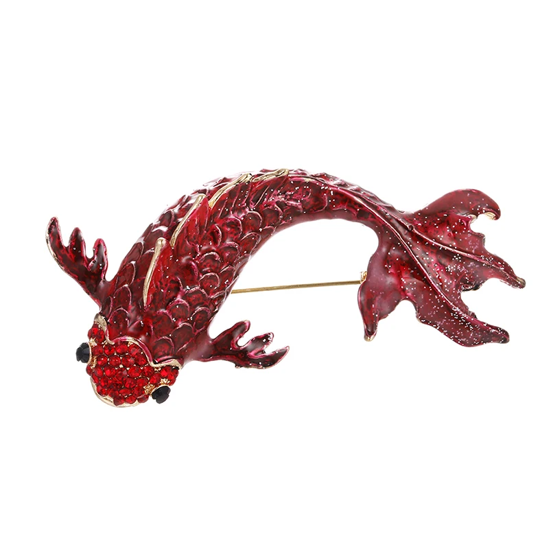 В наличии красная эмалированная рыба броши большая Броши для женщин яркие Карп
