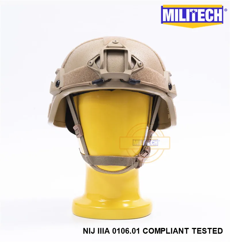 MILITECH Desert Earth MICH NIJ level IIIA 3A Tactical Bulletproof Aramid Helmet ACH ARC OCC Dial Liner Aramid Ballistic Helmet