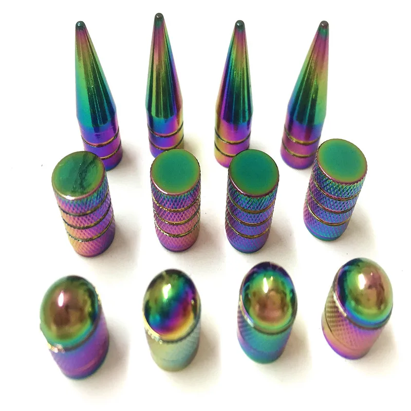 4 шт./лот цветные алюминиевые колпачки для автомобильных шин радужные колес от