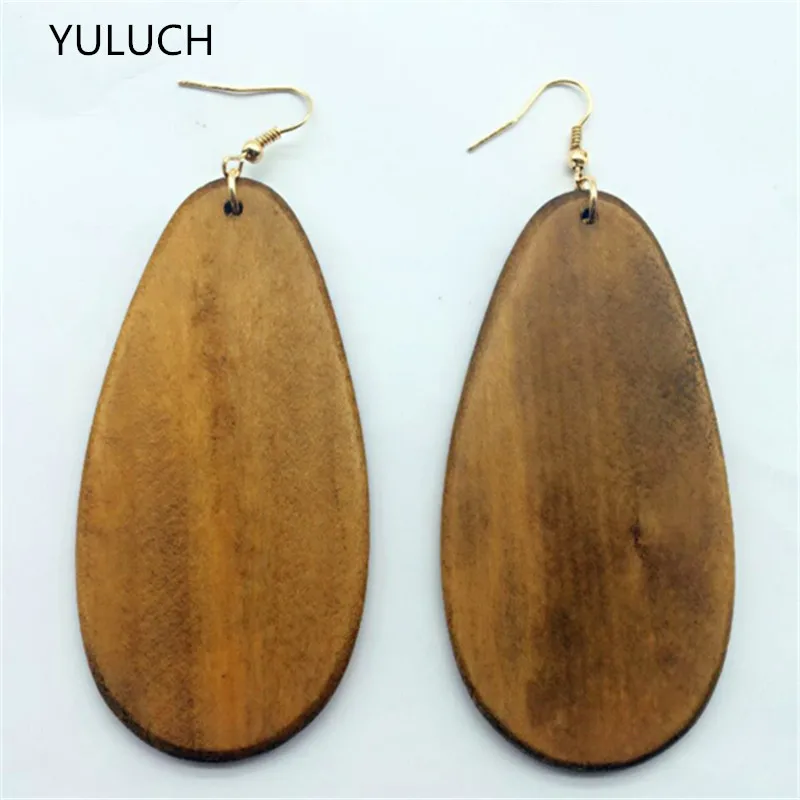 Модные серьги в африканском стиле из дерева хорошего качества большие круглые