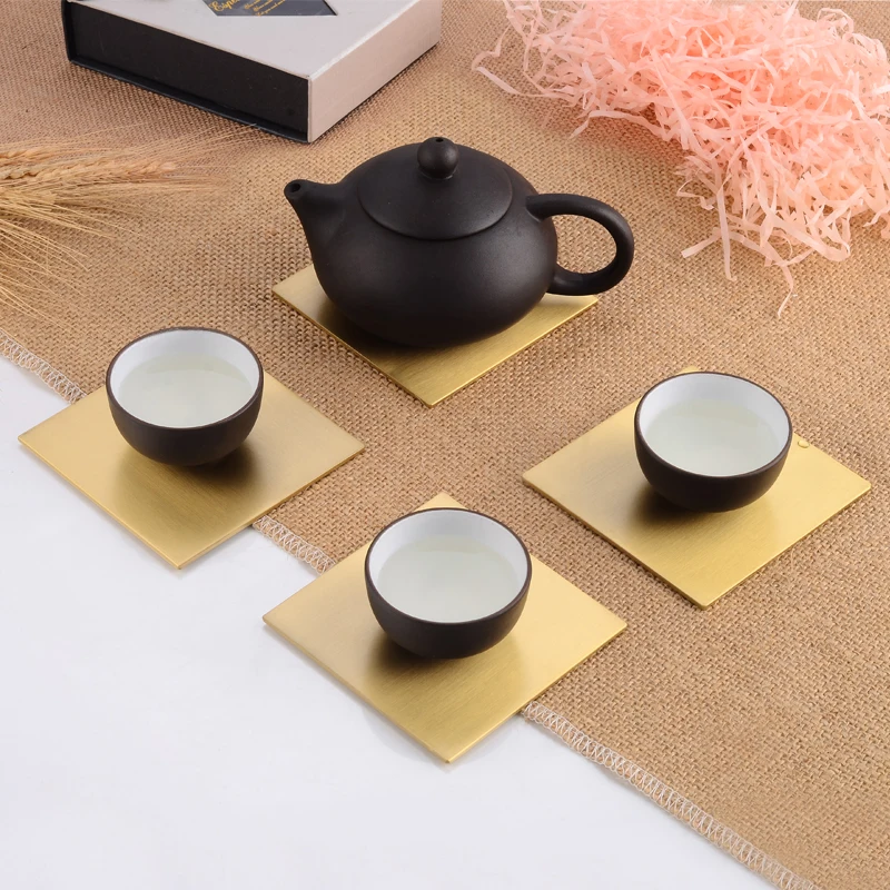 Подставка под чашку для напитков латунная Золотая подставка столовой чая кофе