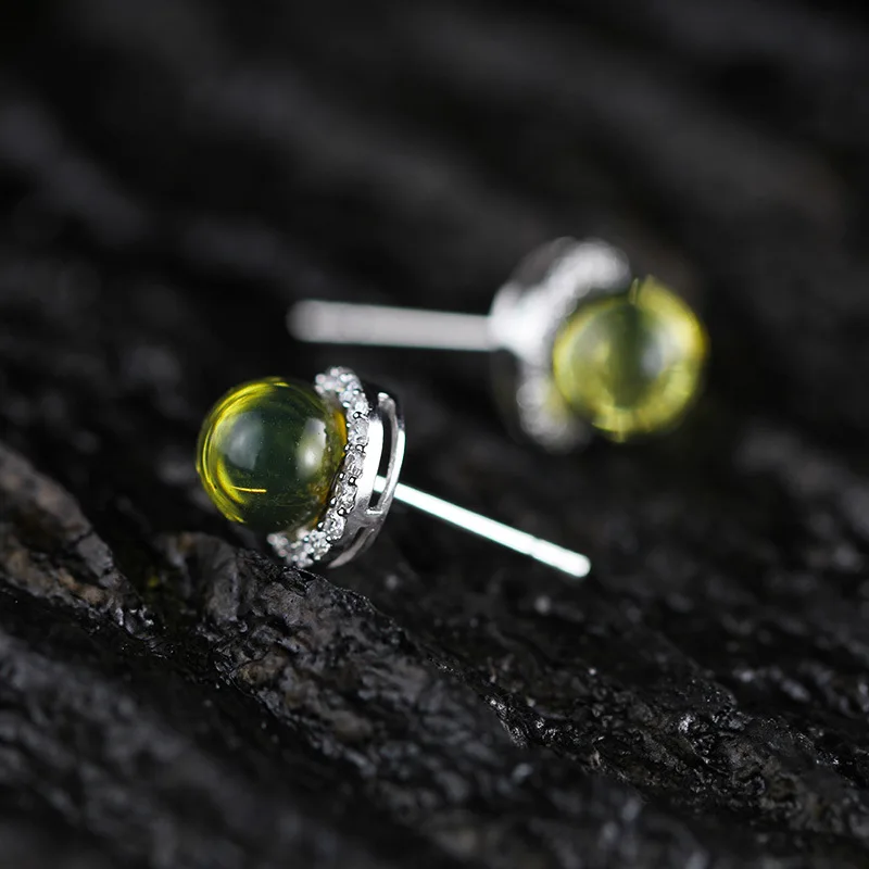 New Arrival Mexico Blue Ambr Stone Vintage Handmade 925 Sterling Silver Stud Earrings For Women High Quality CZ | Украшения и