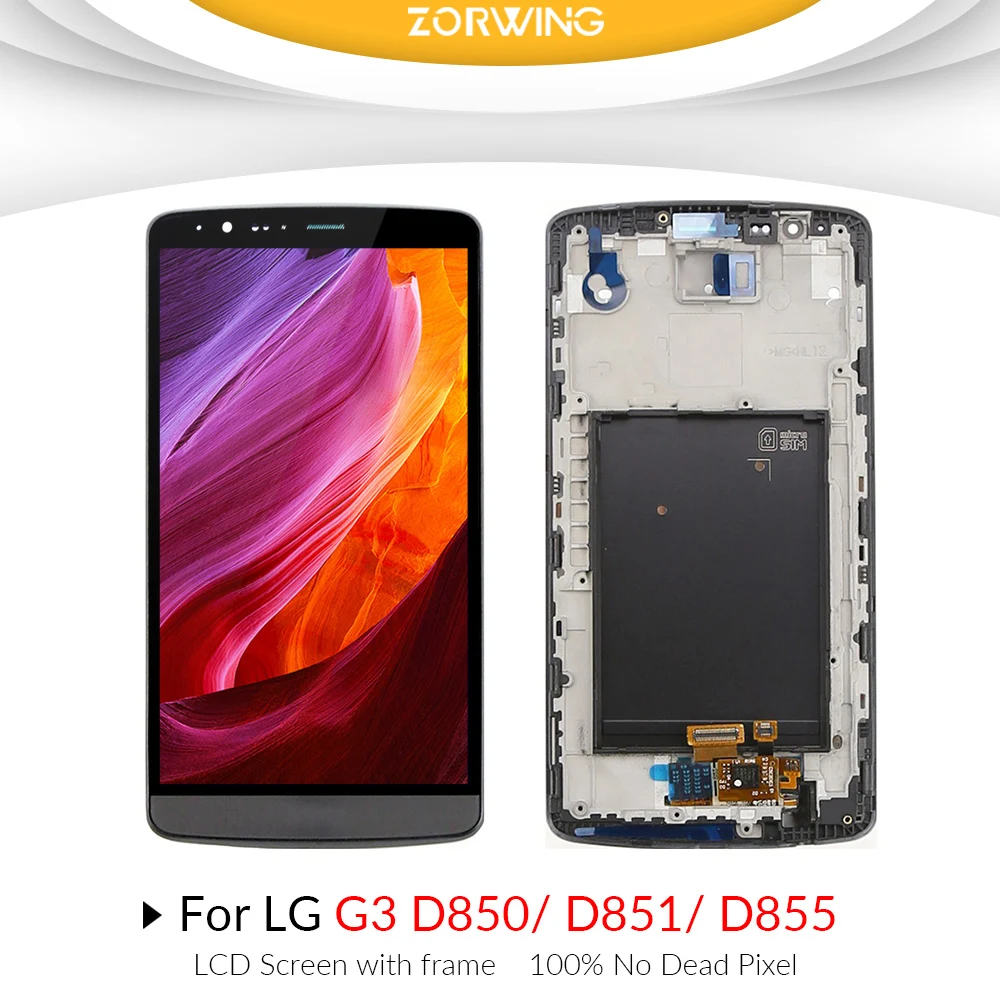 100% без битых пикселей ЖК экран для LG G3 D850 дисплей + сенсорный дигитайзер с рамкой в