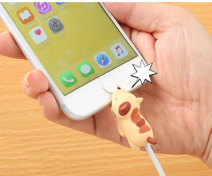 1 шт. кабель протектор для Iphone устройства для сматывания кабеля держатель для телефона аксессуар чомперы Кролик Собака Кот, животное, кукла забавная модель