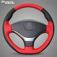 bannis red black genuine leather car steering wheel cover for peugeot 308 2012 2014