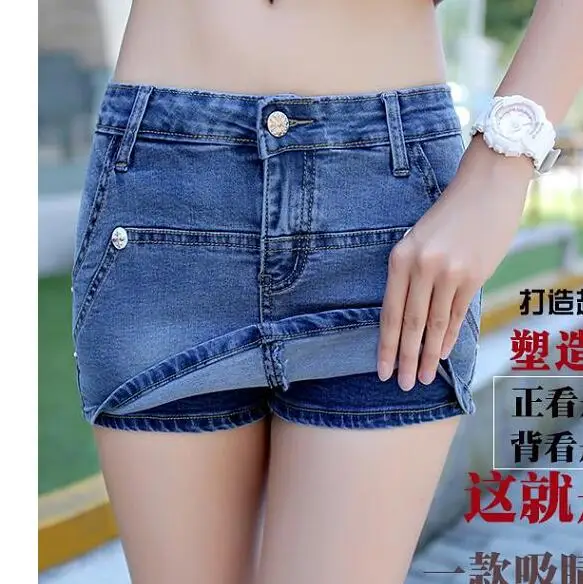 Summer Denim Shorts Women 2018 New Arrival High Waist Female Blue Color Skirt Jeans Slim Sexy Skort Hot Sale | Женская одежда