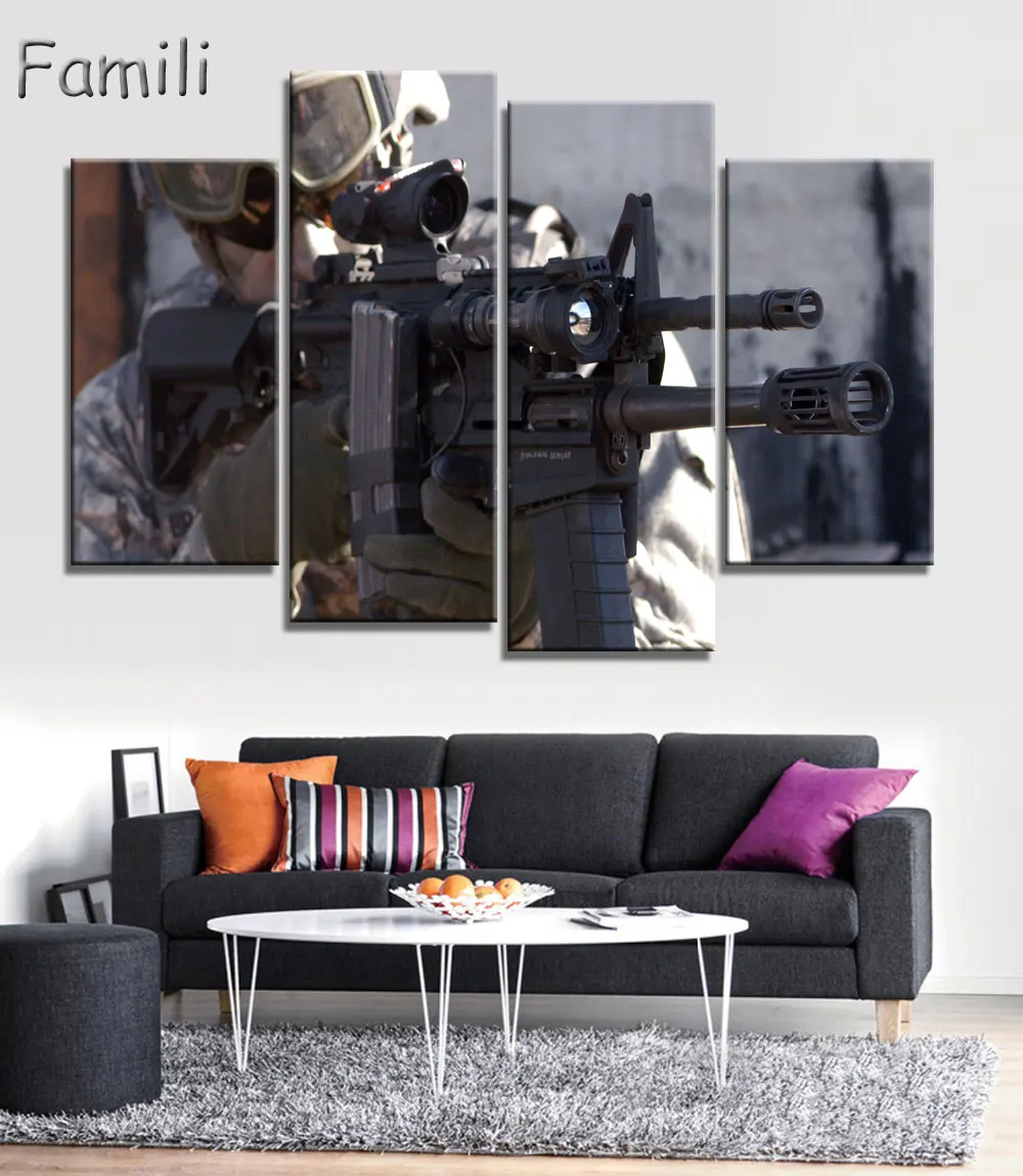 

Canvas Painting 4 Pieces/sets Canvas Art New HD Print Abstract Soldiers Sunset Decorations For Home Print Canvas( Unframed)