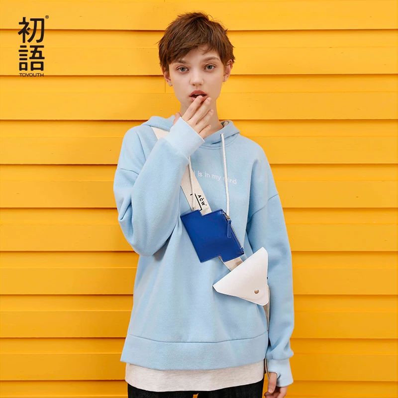 Toyouth осень женские Лоскутные толстовки Sudadera Mujer 2019 с капюшоном и надписью