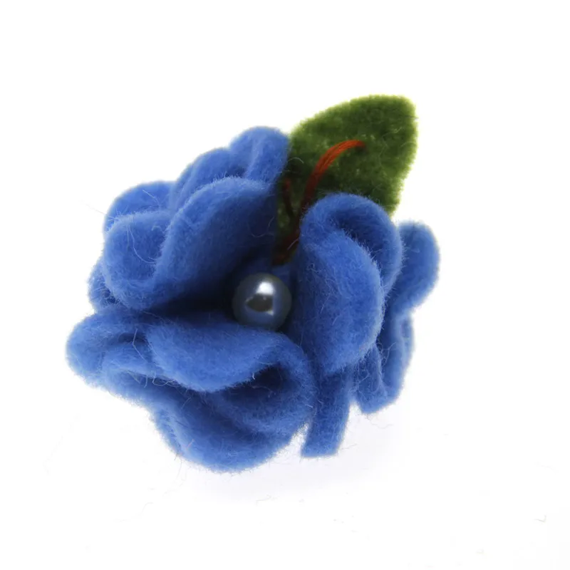 Blue 5 шт. шерсть фетр жемчужный цветок DIY Детская повязка на голову модные украшения аксессуары для волос ручной работы - Цвет: Blue