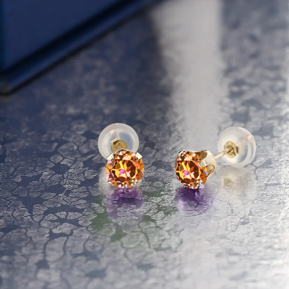 GemStoneKing 1 10 Ct круглые 5 мм натуральный волнующий Мистический топаз серьги гвоздики