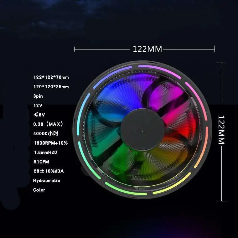 BEESCLOVER светодиодный бесшумный 3 Pin красочный RGB меняющий компьютер cpu вентилятор