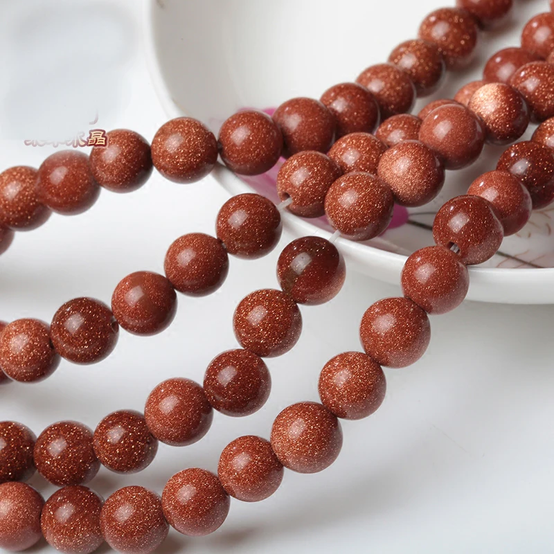 4 мм Золотой песок камень натуральный ювелирных изделий Распорки Loose бусы Круглый