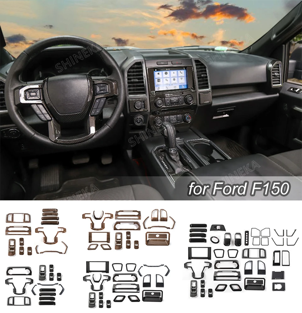 SHINEKA интерьерные молдинги для Ford F150+ ABS автомобильные накладки для украшения интерьера, набор аксессуаров для Ford F150 Up