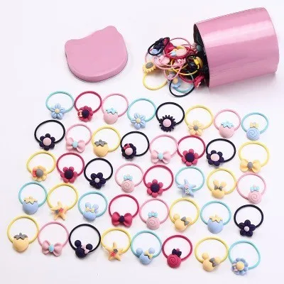 Mix Colors 40pcs 1 40 шт./лот коробка упакована милый цветок лук мультфильм Девушки эластичные ленты для волос Детские Подарочные резинки для волос канатная Резиновая лента аксессуары для волос - Цвет: Mix Colors 40pcs 1
