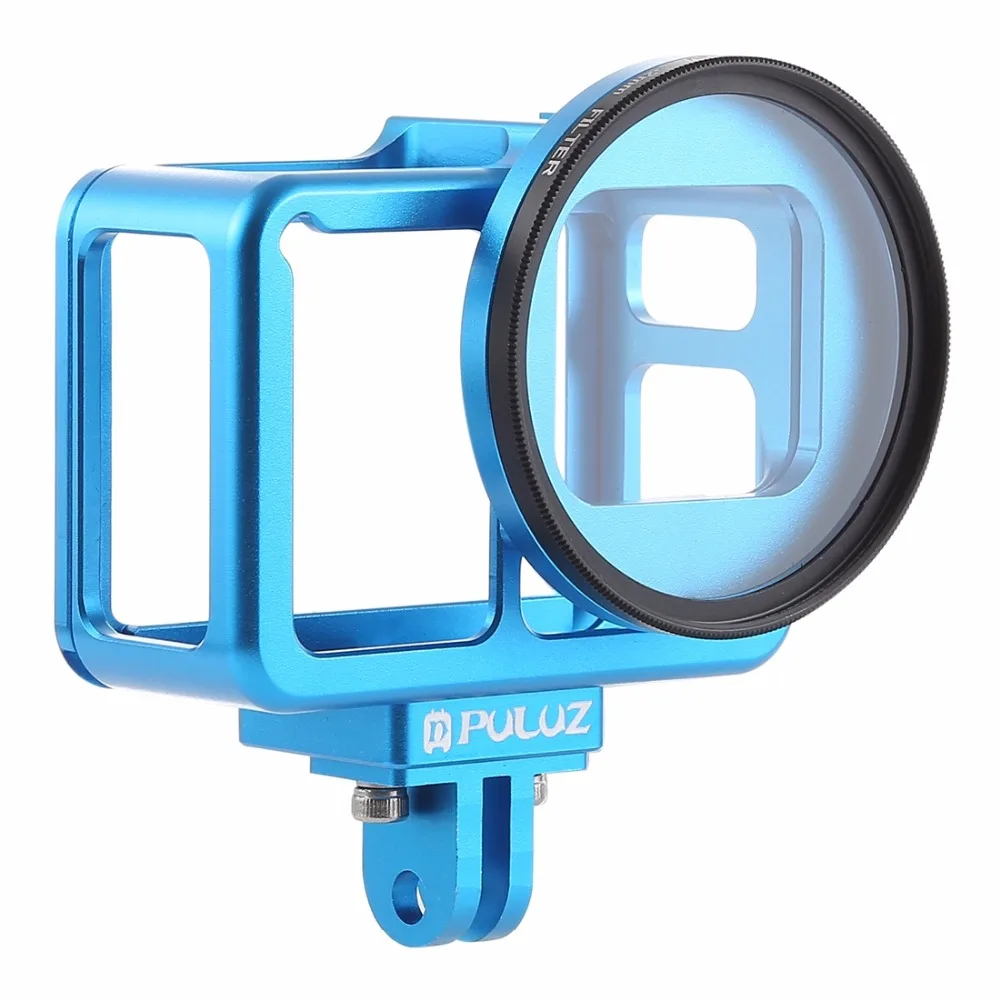 PULUZ Housing Shell CNC Aluminum Alloy Protective Cage with Insurance Frame &amp 52mm UV Lens for GoPro HERO7 Black / 6 5 | Электроника
