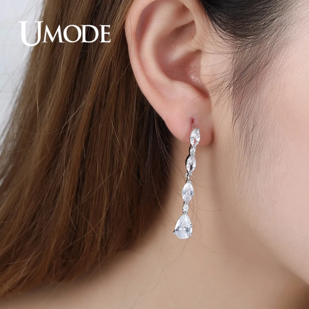 Женские винтажные длинные серьги UMODE свадебные с фианитами ювелирные изделия