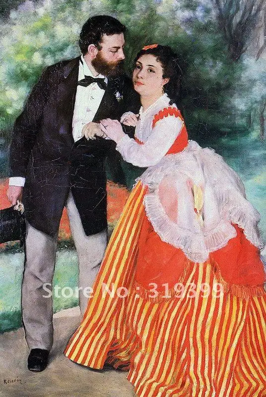 

Linen Canvas Oil Painting reproduction, alfred sisley and his wife by pierre auguste renoir,Free DHL Shipping,100% handmade
