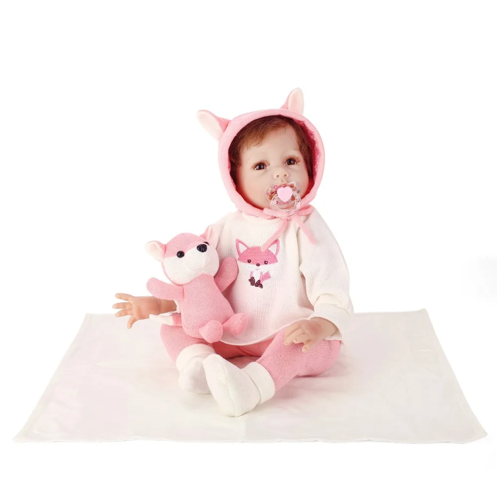 Силиконовая кукла-Новорожденный NPKCOLLECTION 55 см игрушки с соской куклы прекрасный