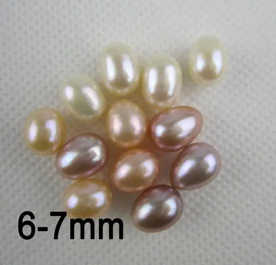 

Unique Pearls jewellery Store,AA 6-7MM White Pink Lavender Half Drilled Rice Freshwater Pearl Matched Pair For Earrings,LS4-028