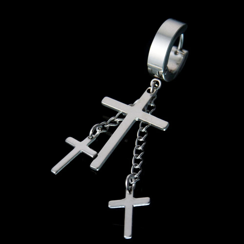 Панк черный серебристый цвет золото три креста Нержавеющая сталь английском