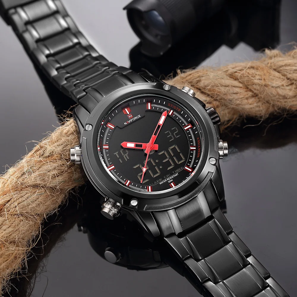 Часы NAVIFORCE мужские армейские спортивные аналоговые кварцевые со стальным