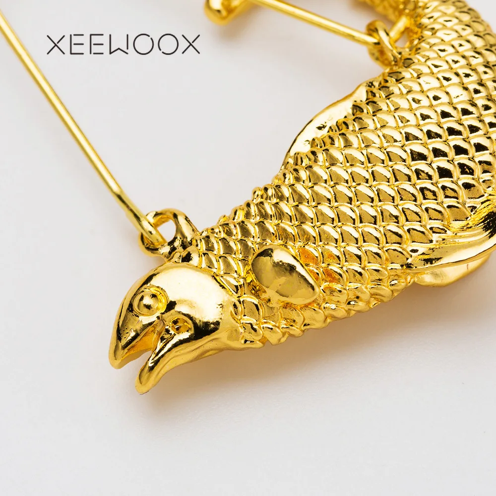 Женские серьги XEEWOOX Золотые с милыми рыбами модные украшения в подарок