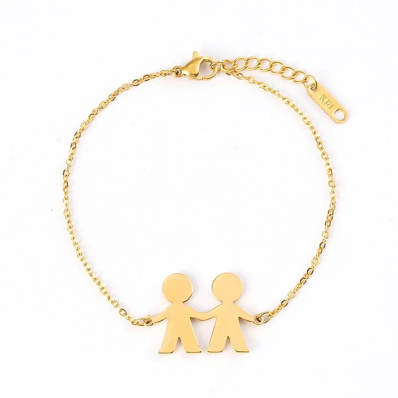 Custom Gold 1 Модные Семейные браслеты для двух детей, девочек и мальчиков, нержавеющая сталь для женщин и мужчин, серебро, золото, роза, очаровательный индивидуальный браслет - Окраска металла: Custom Gold 1