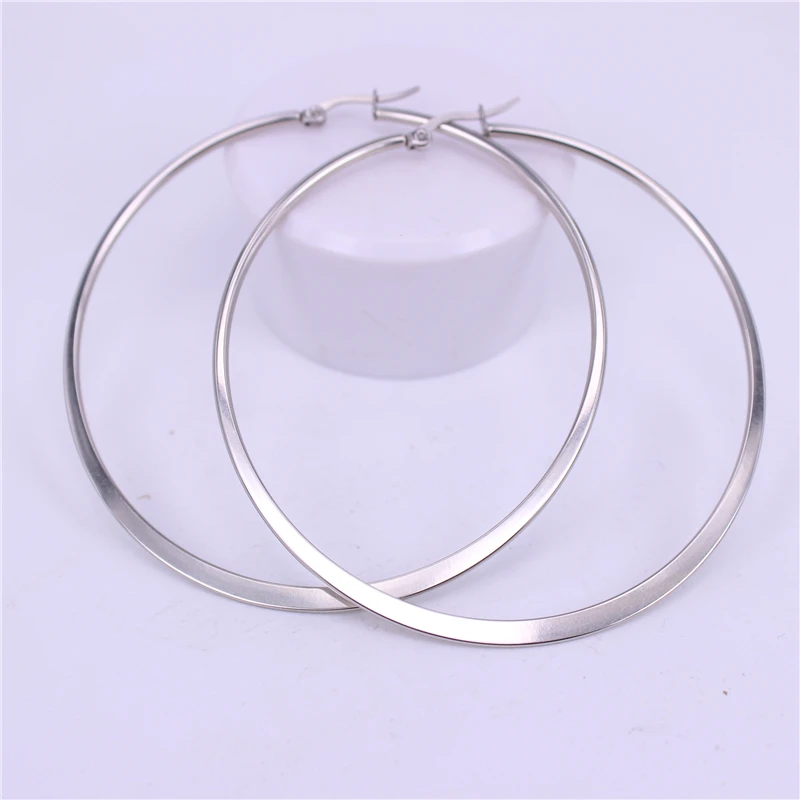silver color 60mm MGUB 15 мм 20 мм 30 мм 40 мм 50 мм 60 мм 70 мм простые легкие удобные популярные женские серьги из нержавеющей стали LH526 - Окраска металла: silver color 60mm