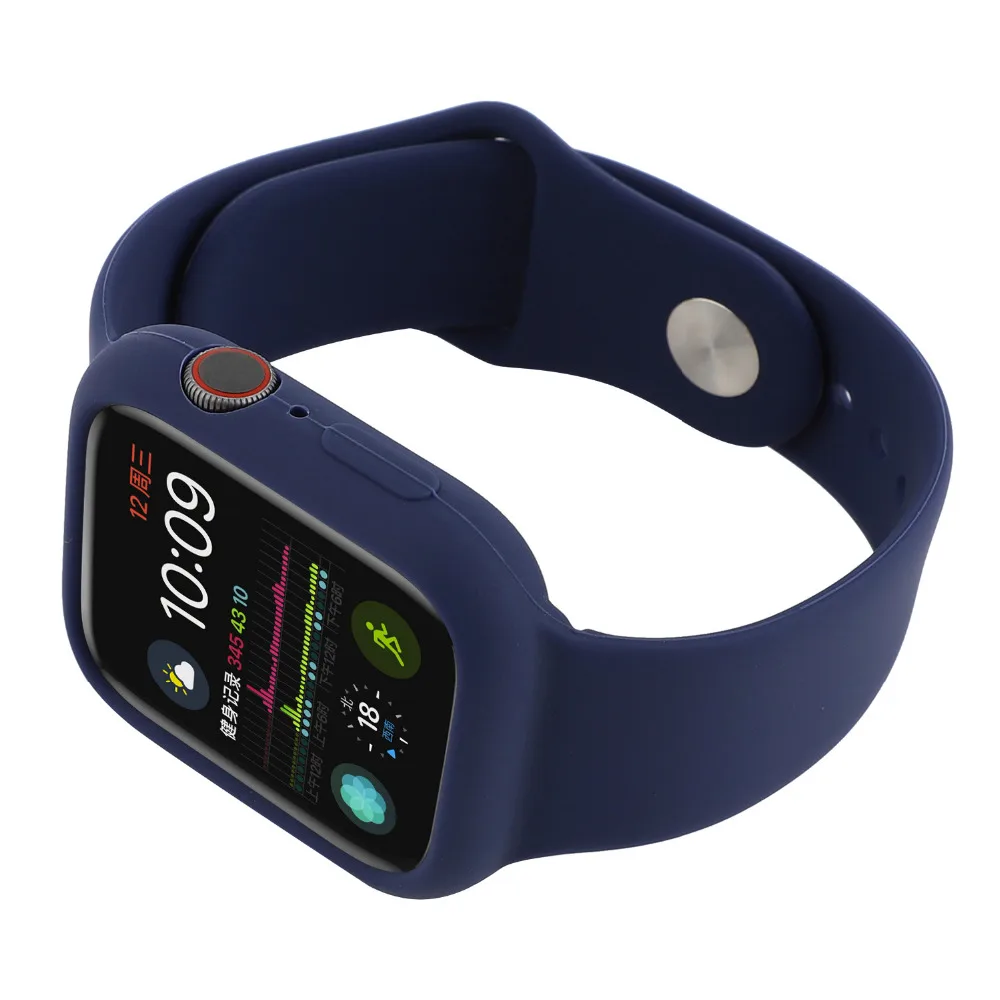 Blue Силиконовый браслет ремешок и ударопрочный чехол для apple watch 4 44/40 мм спортивный ремешок защитный бампер для наручных часов iwatch серии, версия 1, 2, 3, ремешок 42/38 мм - Цвет ремешка: Blue