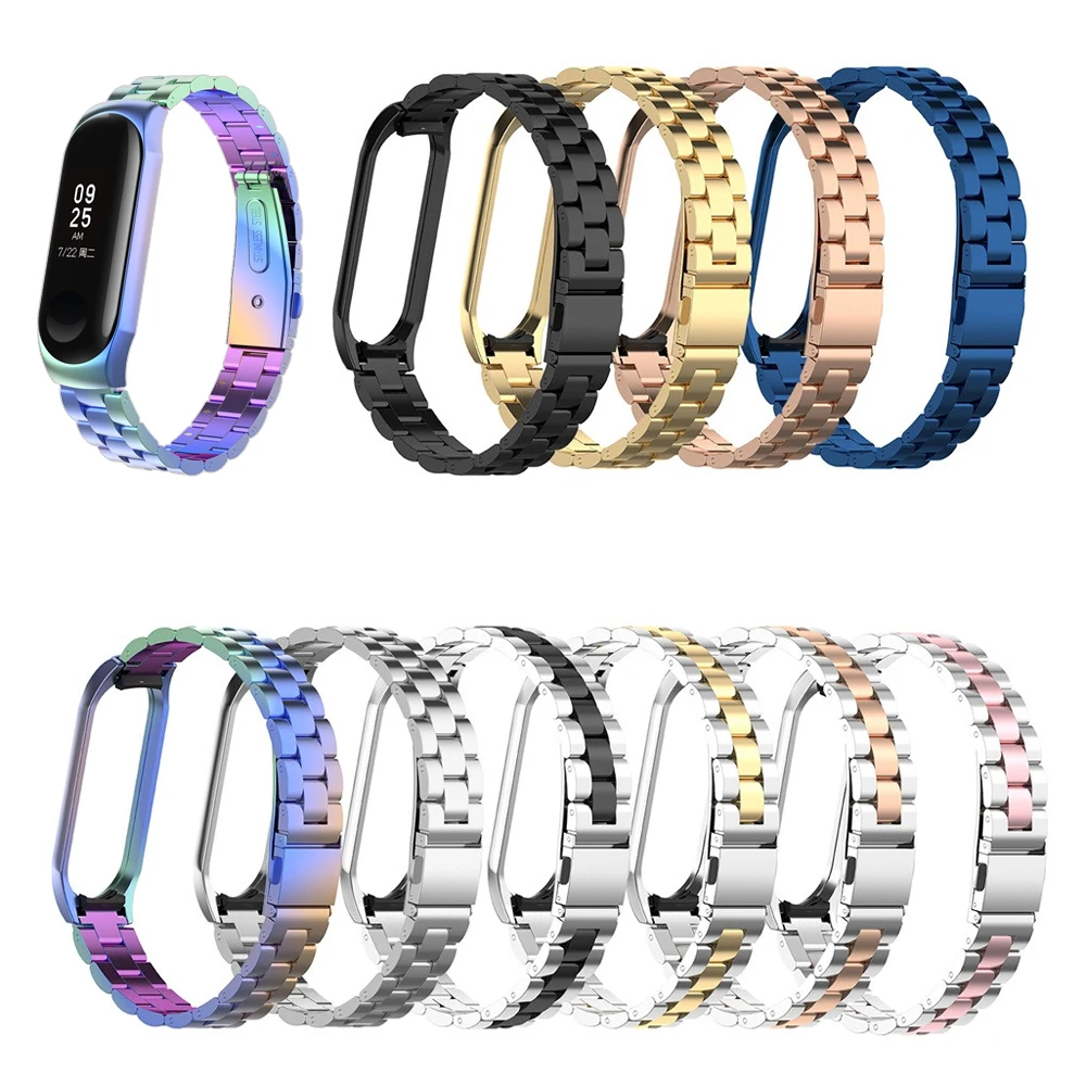 Сменный ремешок из нержавеющей стали для Xiao mi Band 3 mi band Band 3 Роскошные Металлические Полосы деловые стильные ремни