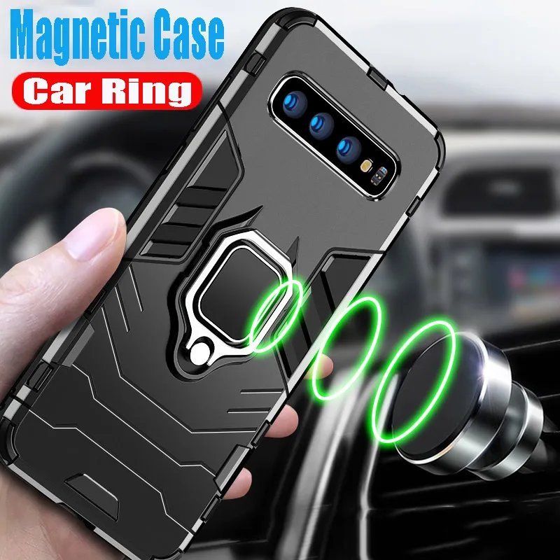Luxury Shockproof Armor Bumper Case On The For Samsung Galaxy S10 S8 S9 Plus Silicone Cover Note 8 9 10 S10e Ring Soft |