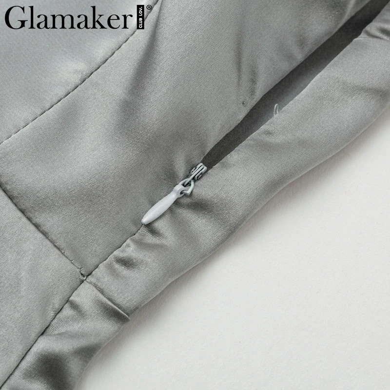 Женское атласное платье с оборками Glamaker винтажное облегающее короткое разрезом