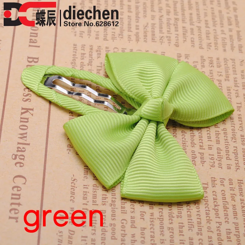 Green Hairclips 2 шт./лот сплошная корсажная лента банты для маленьких девочек заколки для волос Детские аксессуары разные цвета - Цвет: Green Hairclips