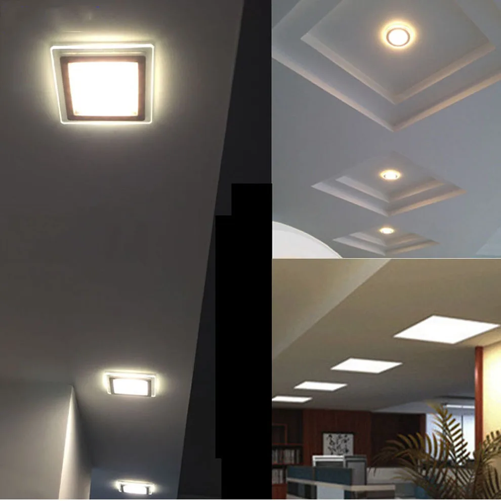 3 цвета приглушаемая квадратная Светодиодная потолочная панельная лампа 6 Вт 12 18