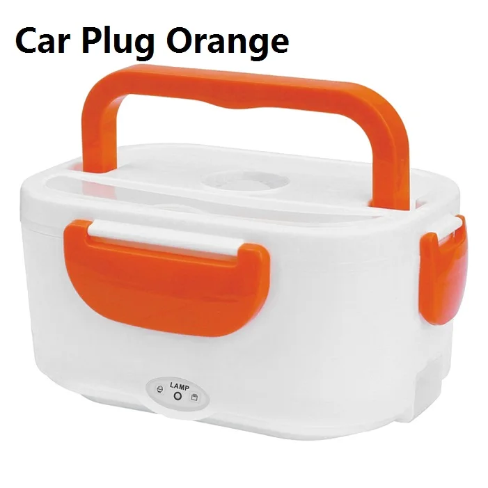 Car Plug Orange 11 в/220 В/Автомобильная вилка, портативный Электрический нагревательный Ланч-бокс, контейнер для еды, подогреватель пищи, наборы посуды для домашнего автомобиля - Цвет: Car Plug Orange