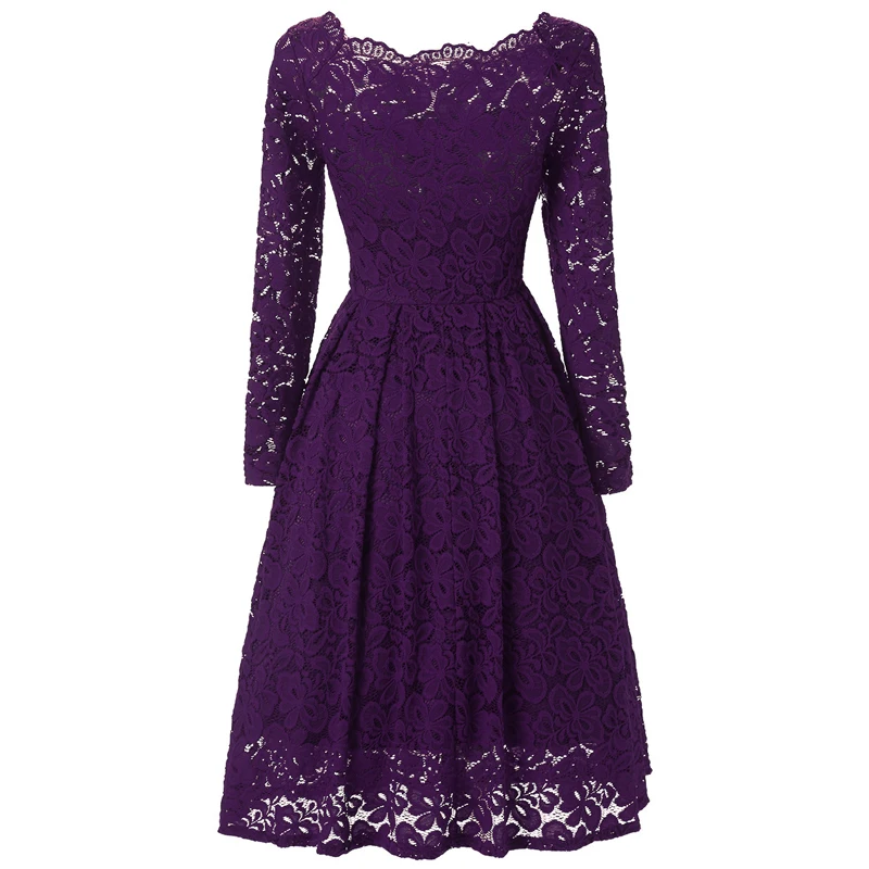 Новый ретро рокабилли Винтаж кружевное платье Для женщин осень с длинным рукавом
