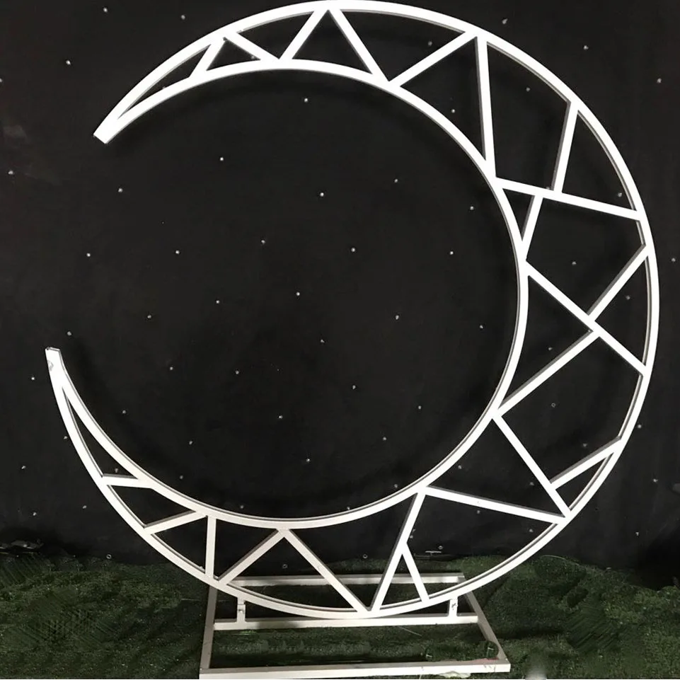 Белый На заказ 70,8" Золотая белая луна корабль металлическая железная Арка Декор Свадебный Стенд фон торт стенд полка полумесяц Свадьба Луна арка - Цвет: Белый