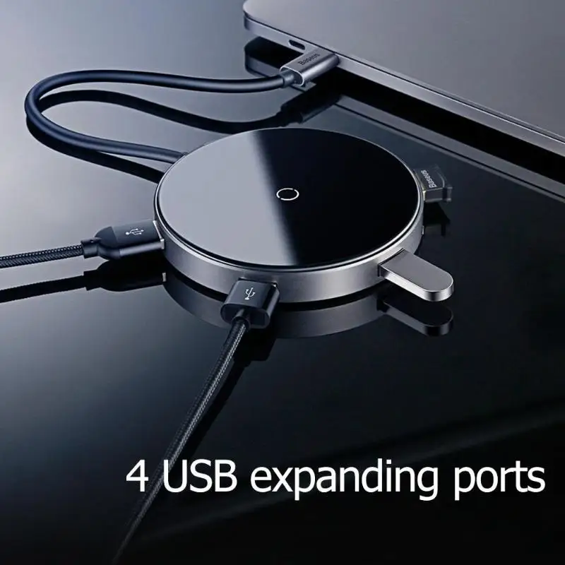 Baseus USB Type C HUB to USB 3.0+ USB2.0 for Macbook Pro HUB Adapter Qi Wireless Charger for iPhone XS Max Computer Accessory