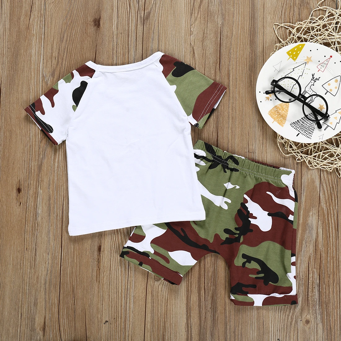 Emmababy 2019 New Brand Mother's Day Infant Kid Baby Boy Tops Vest Shorts Camos Outfit Clothes Set |
