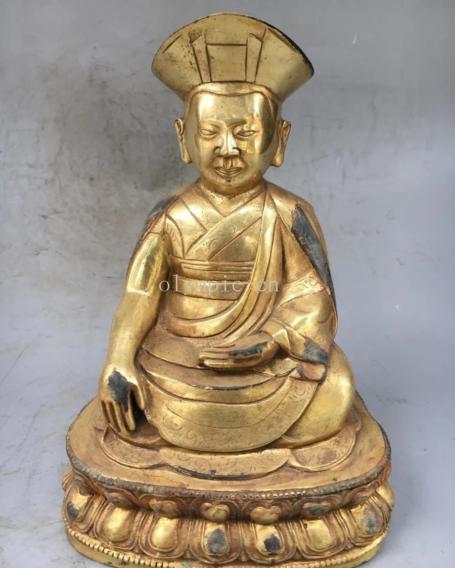 

8'' bronze gold gild tibet buddhism temple buddha GURUPanchen Lama STATUE