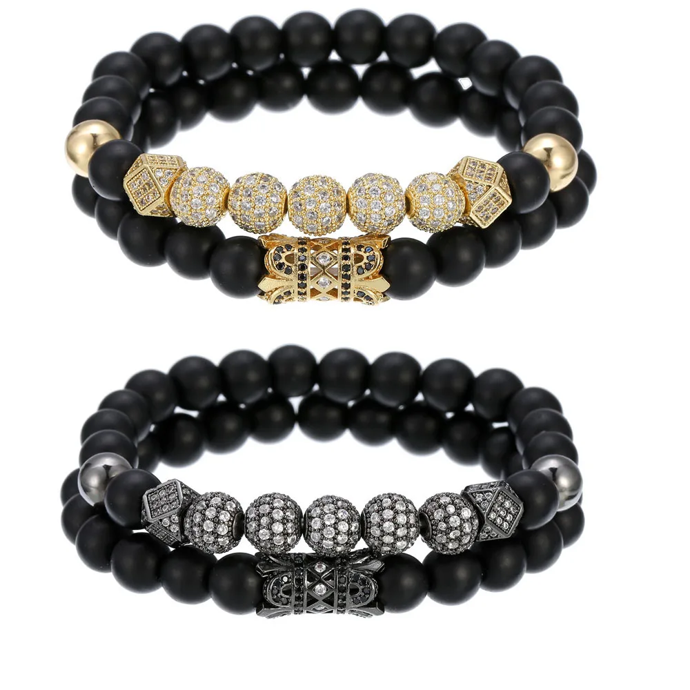 2 шт./комплект женский и мужской Комплект браслетов из матового камня|Браслеты с