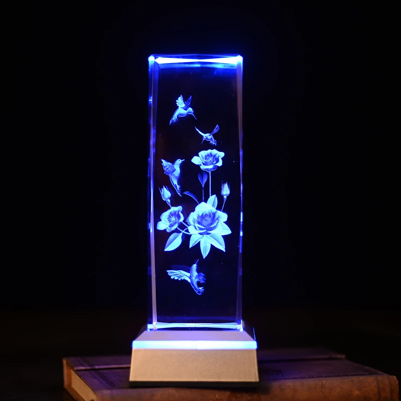 Дятел цветок лазер внутри настольные лампы удивительные 3D ночник ребенок спящий