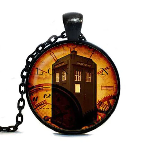 Доктор Кто кулон ожерелье с дизайном ТАРДИС часы время машина полицейский пост
