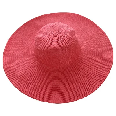 watermelon red Хит, модная летняя Женская Складная широкополая пляжная шляпа с широкими полями, соломенная шляпа от солнца - Цвет: watermelon red