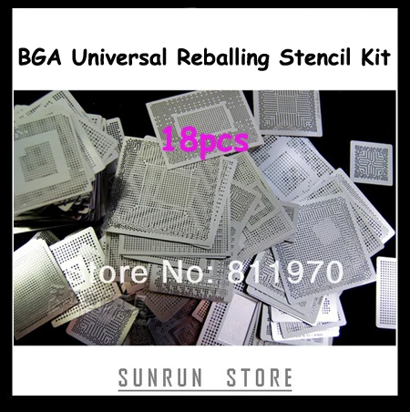 

18pcs BGA Stencil BGA Universal Reballing Stencil Kit Direct Heating Reballing Templates Kit From Reballing Station Tools Kit