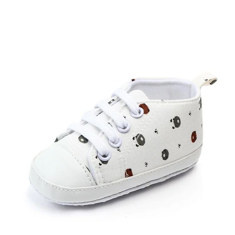 White bear AiKway Baby Shoes First Walkers Boy Girl Canvas Newborn Baby Casual Shoes Soft Bottom Crown Infant Toddler Shoes - Цвет: White bear
