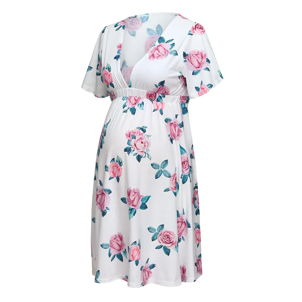 

2019 New Women Summer dress Short sleeve Pregnant Maternity Dress Flower Maternity vestidos Pullove plus size