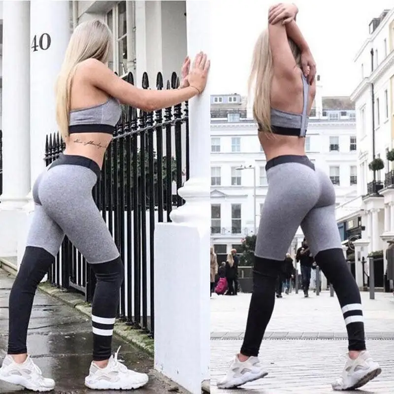 Горячая Распродажа женские спортивные штаны черные серые легинсы для йоги в