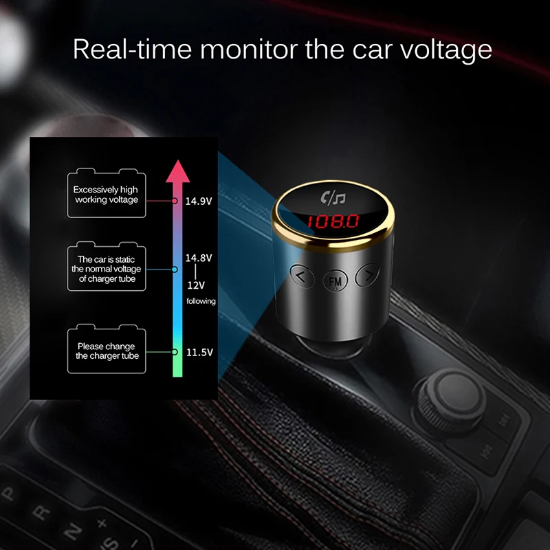 

Onever FM Transmitter Bluetooth V4.2 Wireless Car Kit FM Modulator MP3 Player Handsfree call Dual USB Charger QC3.0 NEW