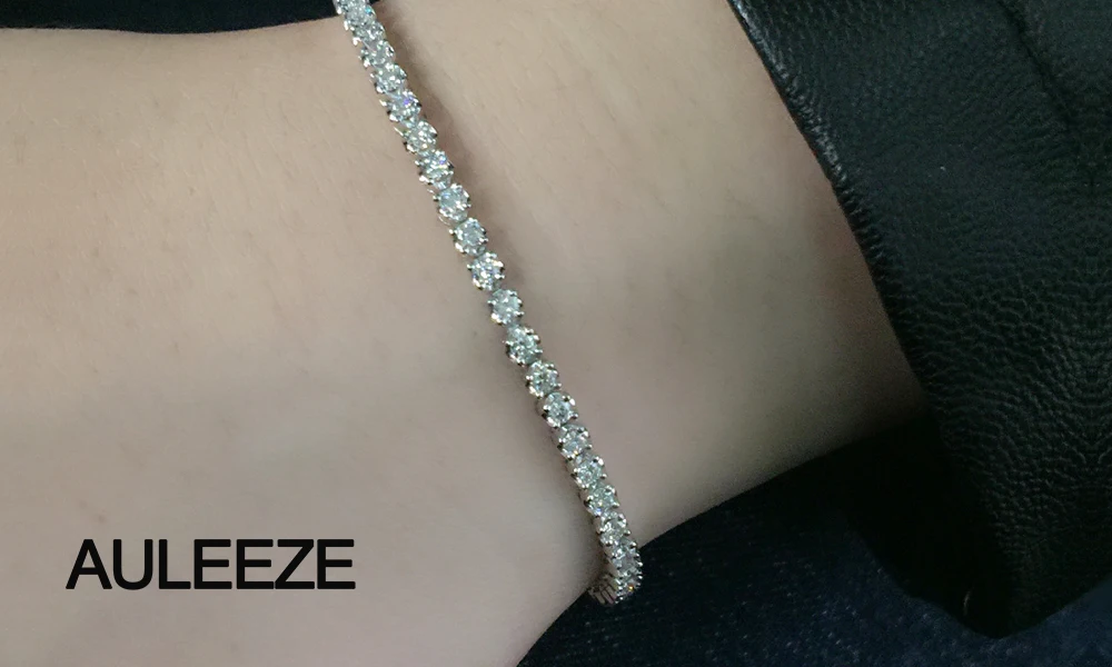2,5 CTTW Moissanite Теннисный браслет со стразами 18 К белый золотой искусственный бриллиант браслет для свадьбы юбилей женские ювелирные украшения